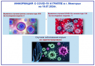 ИНФОРМАЦИЯ О COVID-19 И ГРИППЕ в г. Межгорье на 19.07.2024г.